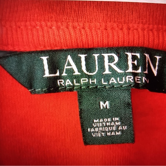 RALPH LAUREN T-SHIRT SHORT SLEEVE V-NECK CORAL TEE COTTON Women’s Size MEDIUM - Picture 5 of 6